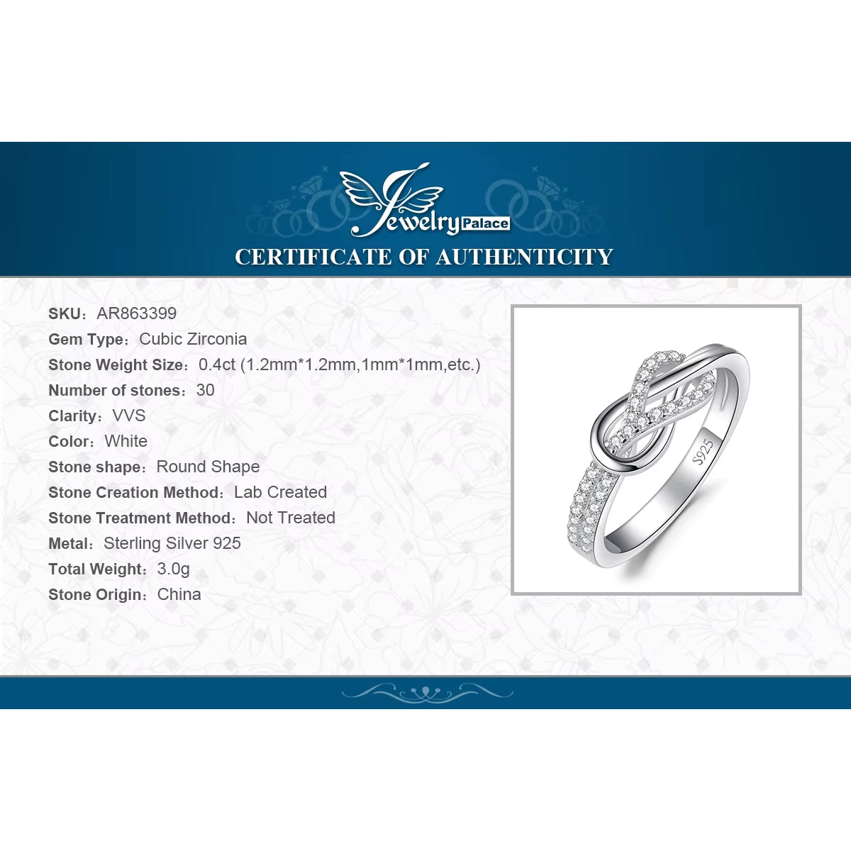 New Arrival Infinity Love Knot Gemstone 925 Sterling Silver Statement Ring for Woman Fashion Classic Fine Jewelry