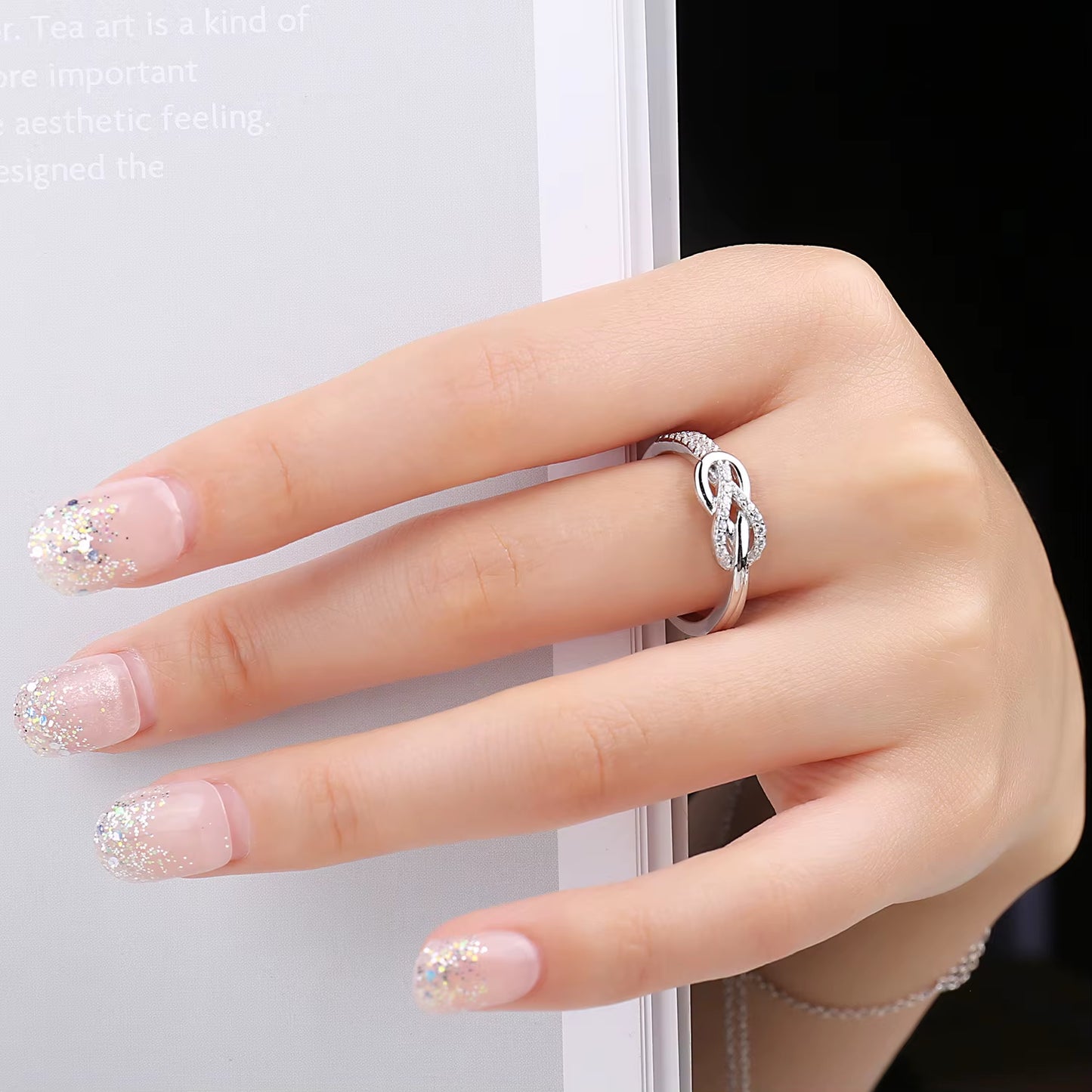New Arrival Infinity Love Knot Gemstone 925 Sterling Silver Statement Ring for Woman Fashion Classic Fine Jewelry