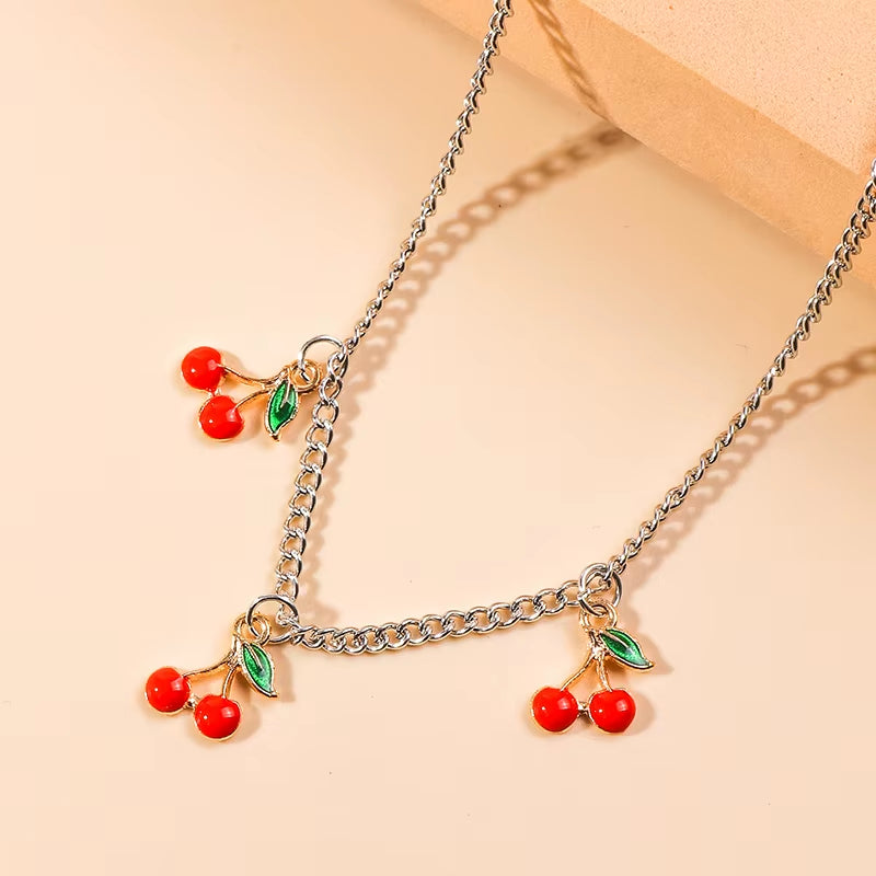 Fashion Charm Red Cherry Anklets for Women Silver Color Chain Adjustable Bracelets Anklet Ankle Jewelry Beach Party Gifts
