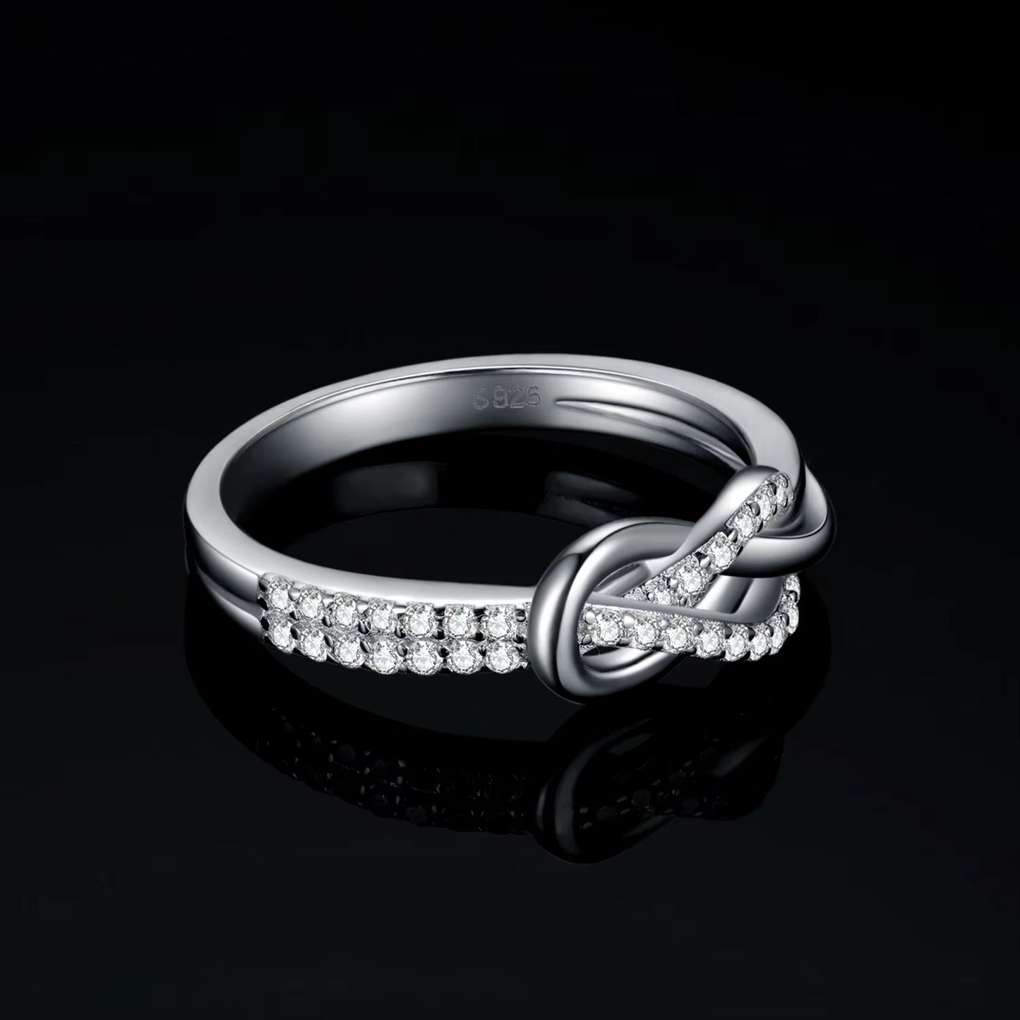 New Arrival Infinity Love Knot Gemstone 925 Sterling Silver Statement Ring for Woman Fashion Classic Fine Jewelry