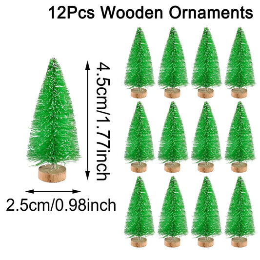 8/12Pcs Mini Wooden Christmas Trees Artificial Christmas Tree for Xmas Tabletop Ornaments Christmas Decorations 2025 Navidad