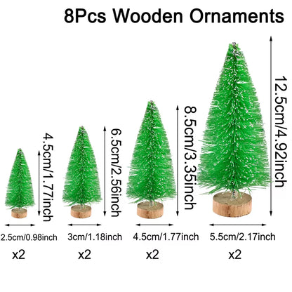 8/12Pcs Mini Wooden Christmas Trees Artificial Christmas Tree for Xmas Tabletop Ornaments Christmas Decorations 2025 Navidad