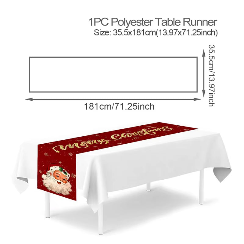 Christmas Table Runner Christmas Decorations Cute Cartoon Santa Claus Gingerbread Man Table Cover Xmas Table Accessories Navidad