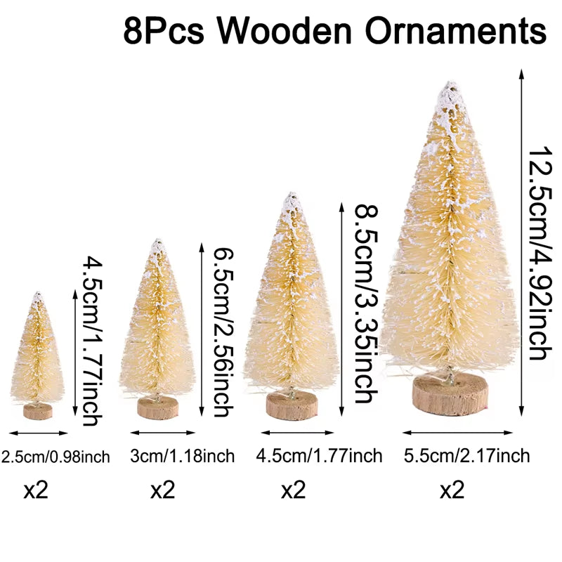 8/12Pcs Mini Wooden Christmas Trees Artificial Christmas Tree for Xmas Tabletop Ornaments Christmas Decorations 2025 Navidad