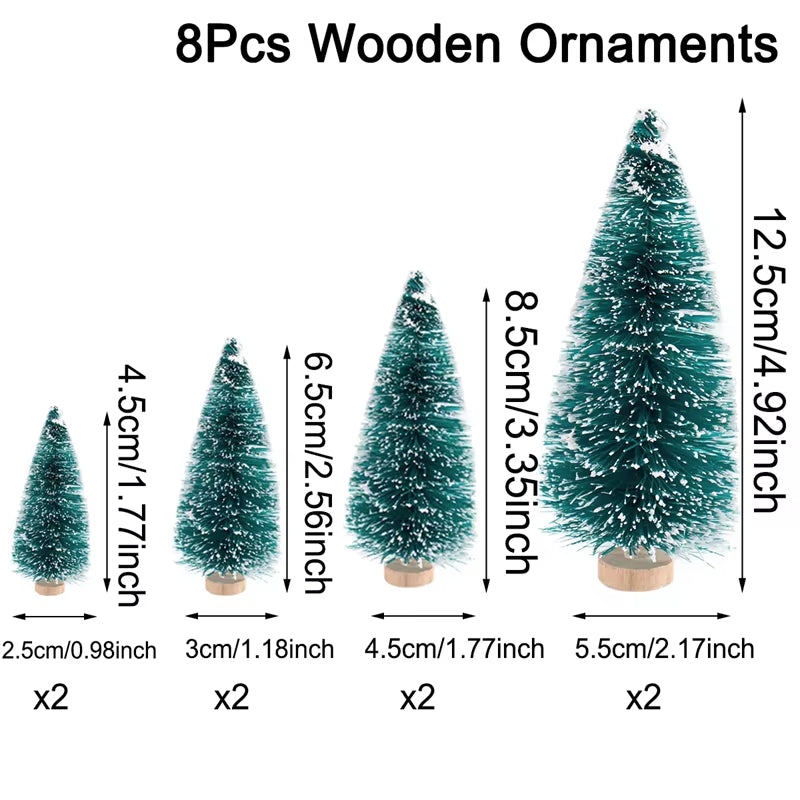 8/12Pcs Mini Wooden Christmas Trees Artificial Christmas Tree for Xmas Tabletop Ornaments Christmas Decorations 2025 Navidad