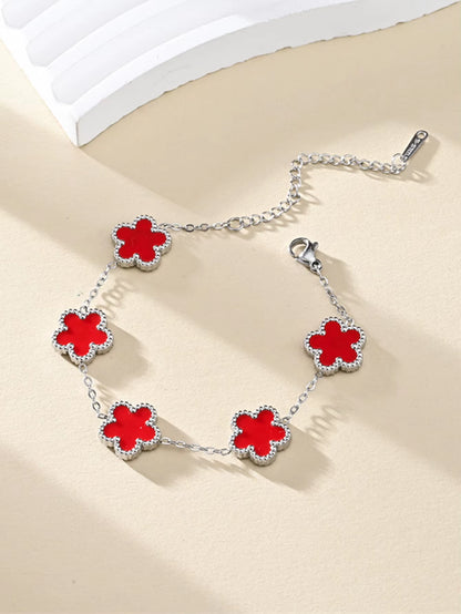 1 Piece Light Luxury Lucky Stainless Steel Five Flower Bracelet for Women'S Daily Commuter Accessories, Clover Jewelry Bracelet