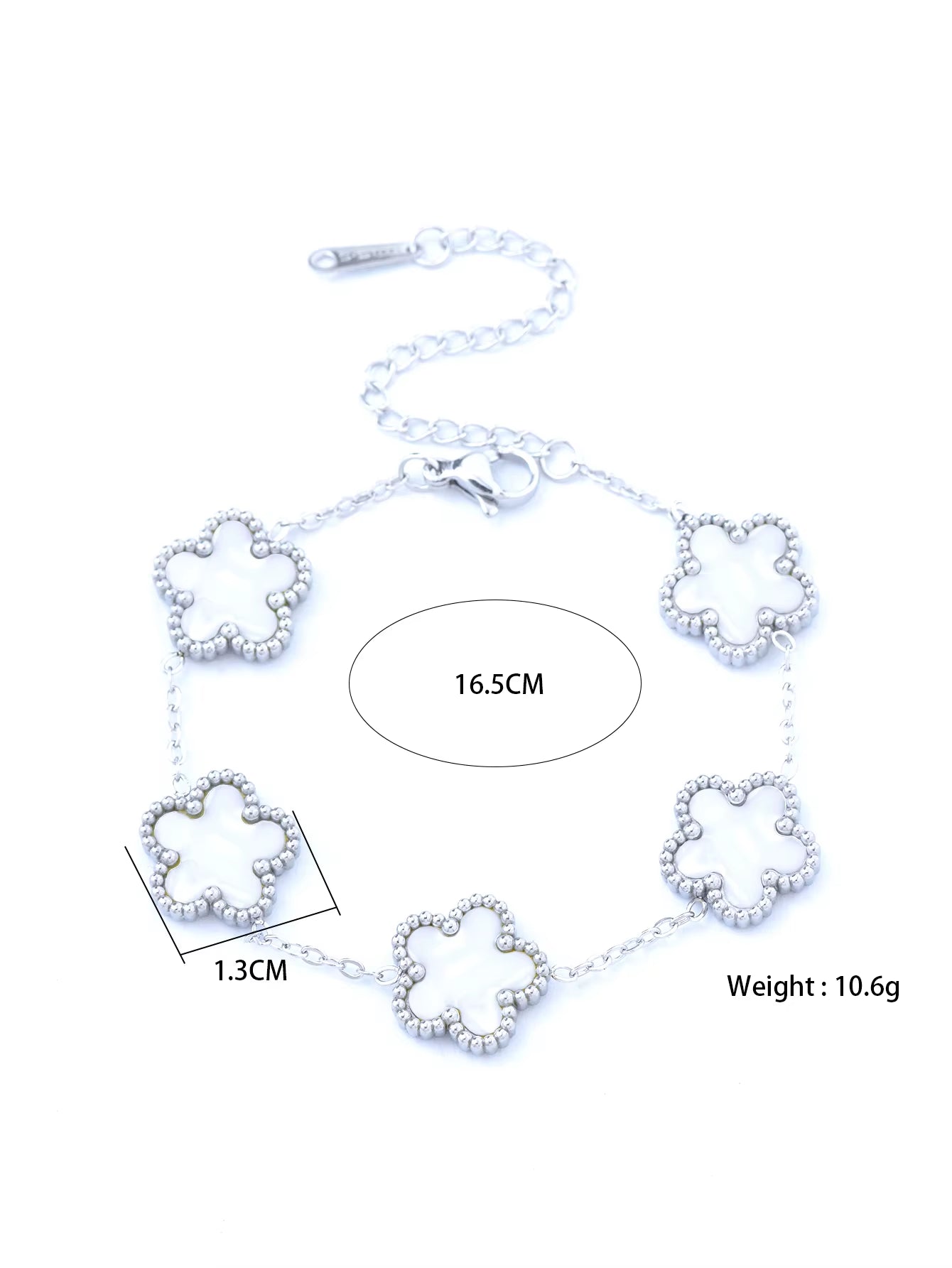 1 Piece Light Luxury Lucky Stainless Steel Five Flower Bracelet for Women'S Daily Commuter Accessories, Clover Jewelry Bracelet