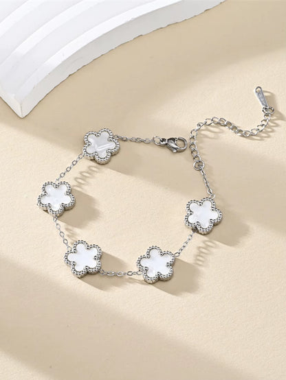 1 Piece Light Luxury Lucky Stainless Steel Five Flower Bracelet for Women'S Daily Commuter Accessories, Clover Jewelry Bracelet
