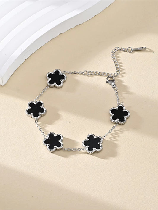 1 Piece Light Luxury Lucky Stainless Steel Five Flower Bracelet for Women'S Daily Commuter Accessories, Clover Jewelry Bracelet